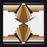 Relógio Quadrado Art Deco Pattern in Orange  and Tan<br><div class="desc">This pattern is based on classic art deco shapes.</div>