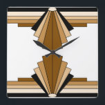 Relógio Quadrado Art Deco Pattern in Orange  and Tan<br><div class="desc">This pattern is based on classic art deco shapes.</div>