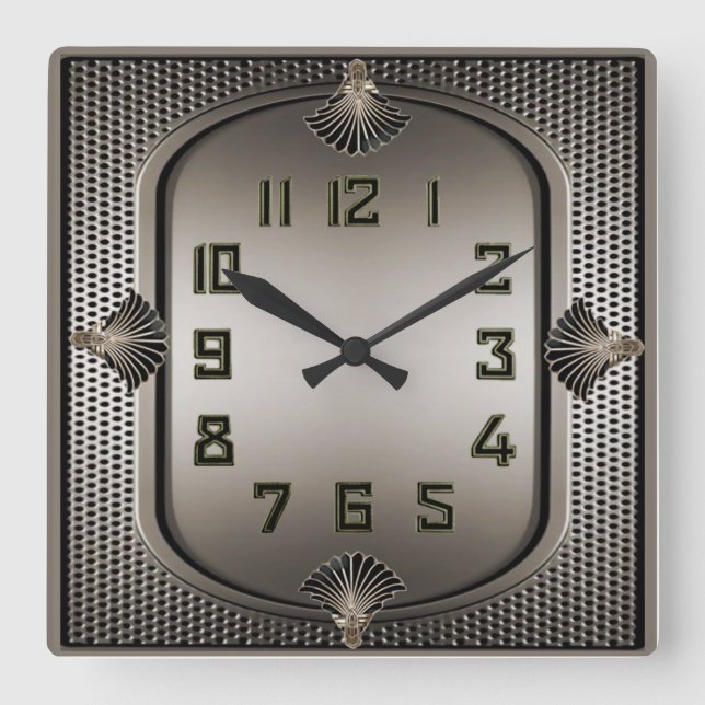 Relógio Quadrado Art Deco Prata (Frente)