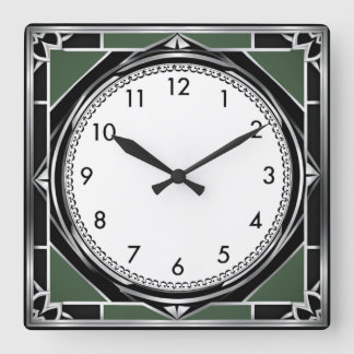 Relógio Quadrado Art Deco Prata