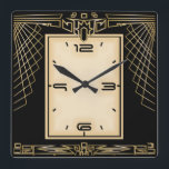 Relógio Quadrado Art Deco preto e ouro<br><div class="desc">design de relógio do excelente. Você vai adorar como os outros. Esteja livre para usar este design para outro produto que você quiser ou para personalizar e adicionar seu texto. Siga-me para mais. Obrigado. Tenha um bom dia.</div>