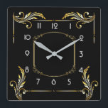 Relógio Quadrado Art Deco preto simples<br><div class="desc">design de relógio do excelente. Você vai adorar como os outros. Esteja livre para usar este design para outro produto que você quiser ou para personalizar e adicionar seu texto. Siga-me para mais. Obrigado. Tenha um bom dia.</div>