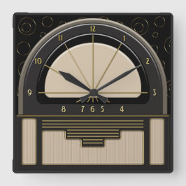 Relógio Quadrado Art Deco Radiola (Areia, Cinza Escura, Preto, Dour