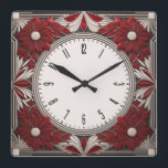 Relógio Quadrado Art Deco red<br><div class="desc">design de relógio do excelente. Você vai adorar como os outros. Esteja livre para usar este design para outro produto que você quiser ou para personalizar e adicionar seu texto. Siga-me para mais. Obrigado. Tenha um bom dia.</div>