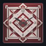 Relógio Quadrado Art Deco red<br><div class="desc">design de relógio do excelente. Você vai adorar como os outros. Esteja livre para usar este design para outro produto que você quiser ou para personalizar e adicionar seu texto. Siga-me para mais. Obrigado. Tenha um bom dia.</div>