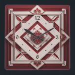 Relógio Quadrado Art Deco red<br><div class="desc">design de relógio do excelente. Você vai adorar como os outros. Esteja livre para usar este design para outro produto que você quiser ou para personalizar e adicionar seu texto. Siga-me para mais. Obrigado. Tenha um bom dia.</div>