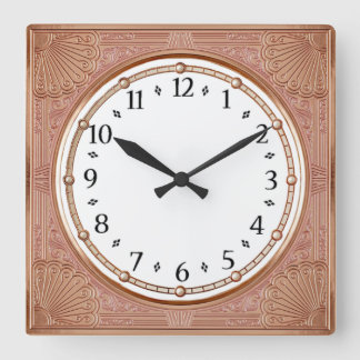 Relógio Quadrado Art Deco Rosa
