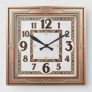 Relógio Quadrado Art Deco Rosa Fino