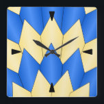 Relógio Quadrado Art Deco Scales Design Azul Profundo Amarelo<br><div class="desc">Design de deco de relógio de parede que você pode personalizar com qualquer texto de sua escolha. Se precisar de ajuda para personalizar,  entre em contato conosco através do link desta página. Relógio de arte.</div>