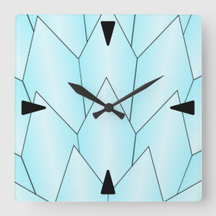Relógio Quadrado Art Deco Scales Design Blue Square Wall Clock