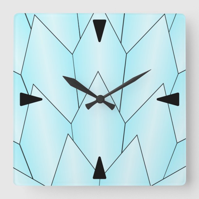 Relógio Quadrado Art Deco Scales Design Blue Square Wall Clock (Frente)