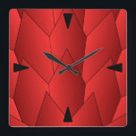Relógio Quadrado Art Deco Scales Design Red Square Wall Clock<br><div class="desc">Design de deco de relógio de parede que você pode personalizar com qualquer texto de sua escolha. Se precisar de ajuda para personalizar,  entre em contato conosco através do link desta página. Relógio de arte.</div>