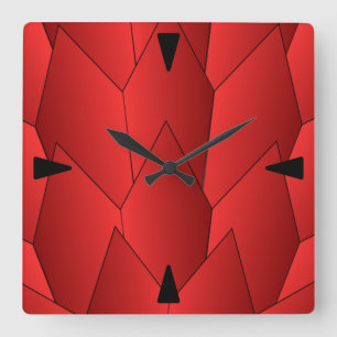 Relógio Quadrado Art Deco Scales Design Red Square Wall Clock