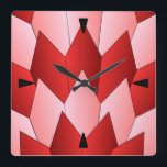 Relógio Quadrado Art Deco Scales Design Rosa Vermelho<br><div class="desc">Design de deco de relógio de parede que você pode personalizar com qualquer texto de sua escolha. Se precisar de ajuda para personalizar,  entre em contato conosco através do link desta página. Relógio de arte.</div>