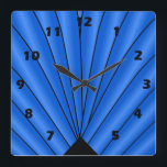 Relógio Quadrado Art Deco Ventilador Design Deep Blue<br><div class="desc">Design de deco de relógio de parede que você pode personalizar com qualquer texto de sua escolha. Se precisar de ajuda para personalizar,  entre em contato conosco através do link desta página. Relógio de deco de arte.</div>
