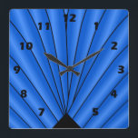 Relógio Quadrado Art Deco Ventilador Design Deep Blue<br><div class="desc">Design de deco de relógio de parede que você pode personalizar com qualquer texto de sua escolha. Se precisar de ajuda para personalizar,  entre em contato conosco através do link desta página. Relógio de deco de arte.</div>