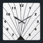 Relógio Quadrado Art Deco Ventilador Design Preto E Branco<br><div class="desc">Design de deco de relógio de parede que você pode personalizar com qualquer texto de sua escolha. Se precisar de ajuda para personalizar,  entre em contato conosco através do link desta página. Relógio de deco de arte.</div>