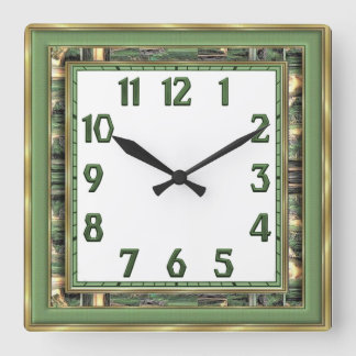 Relógio Quadrado Art Deco Verde