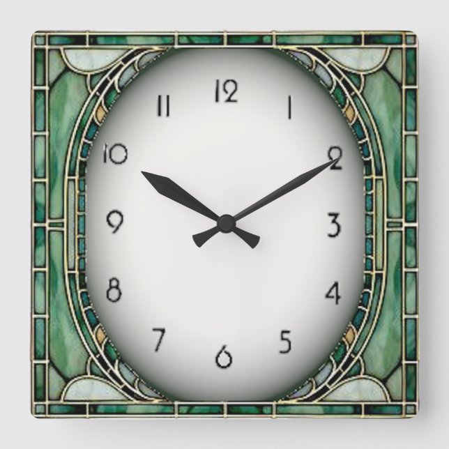 Relógio Quadrado Art Deco Verde (Frente)