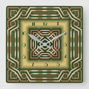 Relógio Quadrado Art Deco verde