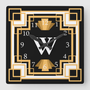 Relógio Quadrado Art Deco Vintage 1920 Geométrico Personalizado
