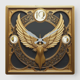 Relógio Quadrado Art Deco Wings