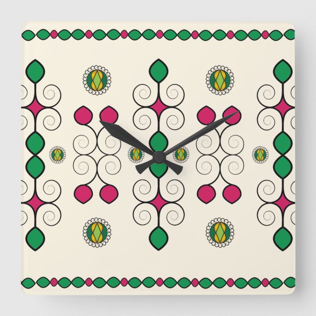 Relógio Quadrado Art Nouveau (Frente)