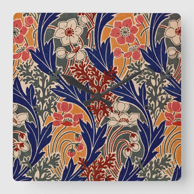 Relógio Quadrado Art Nouveau Padrão #8 no Emporio Moffa (Frente)