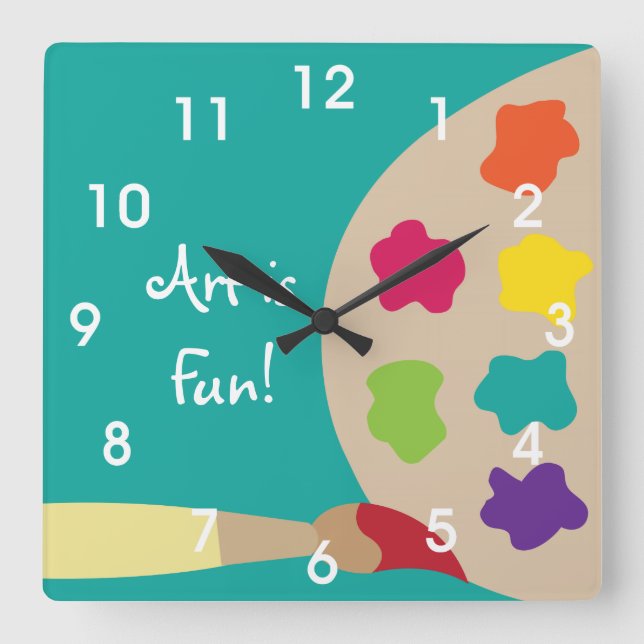 Relógio Quadrado Art Painting Palette Wall Clock (Frente)