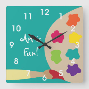 Relógio Quadrado Art Painting Palette Wall Clock