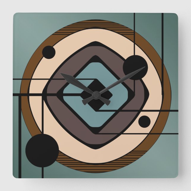 Relógio Quadrado Arte abstracta atômica 'Coaster da era (Frente)