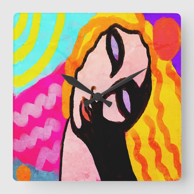 Relógio Quadrado Arte Abstrato original (Frente)
