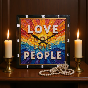 Relógio Quadrado Arte Amor a Deus Amar as Pessoas