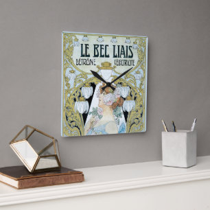 Relógio Quadrado Arte Antiga Modernista Le Bec Liais, Privat Livemo