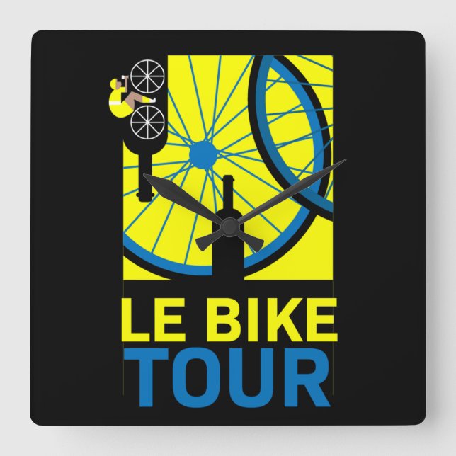 Relógio Quadrado Arte de Itinerários de Bike (Frente)