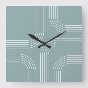 Relógio Quadrado arte de linha do estilo do Meio século abstrato