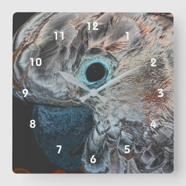 Relógio Quadrado Arte de Papagaio Moluco Rosa  (Frente)