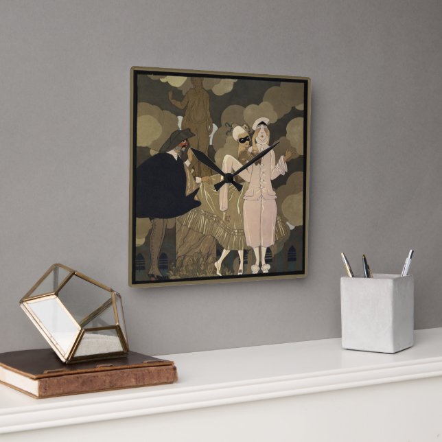 Relógio Quadrado Arte Deco Antigo, Surpresa por George Barbier (Escritório)