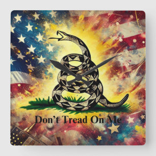 Relógio Quadrado Arte do Sinalizador Gadsden do Estilo Vintage