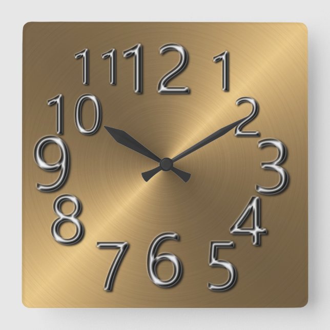 Relógio Quadrado Arte Do Tempo - Prata E Dourado (Frente)