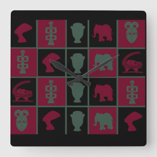 Relógio Quadrado arte geométrica colorida africana