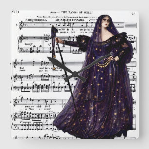 Relógio Quadrado Arte Gótica de Ópera Vintage Rainha da Noite