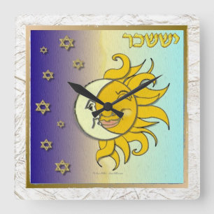 Relógio Quadrado Arte Judaica 12 Tribos Israel Issacar