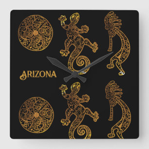 Relógio Quadrado Arte Kokopelli