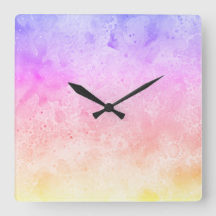 Relógio Quadrado Arte Líquida de Aquarela abstrato