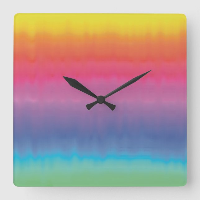 Relógio Quadrado Arte Líquida do Arco-Íris Abstrato de Aquarela (Frente)