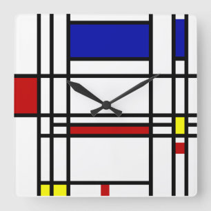 Relógio Quadrado Arte moderna de Mondrian