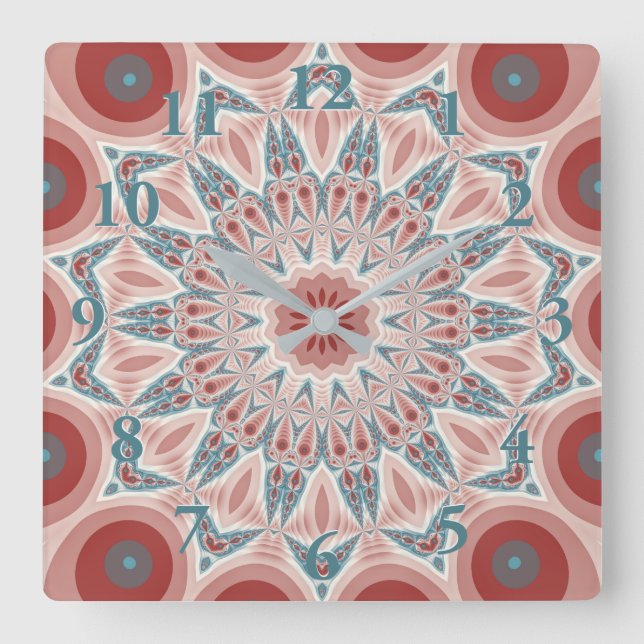 Relógio Quadrado Arte moderna impressionante do Fractal da mandala (Frente)