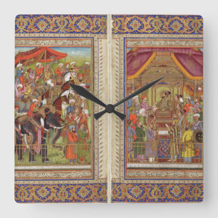 Relógio Quadrado Arte muçulmana islâmica de Boho do Islão de Ind