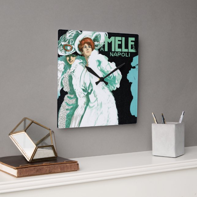 Relógio Quadrado Arte Nova Antiga, Moda Italiana, Mulheres Elegante (Escritório)